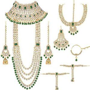 I Jewels Traditional Ethnic Indian Kundan Dulhan Bridal Jewellery Set for Women